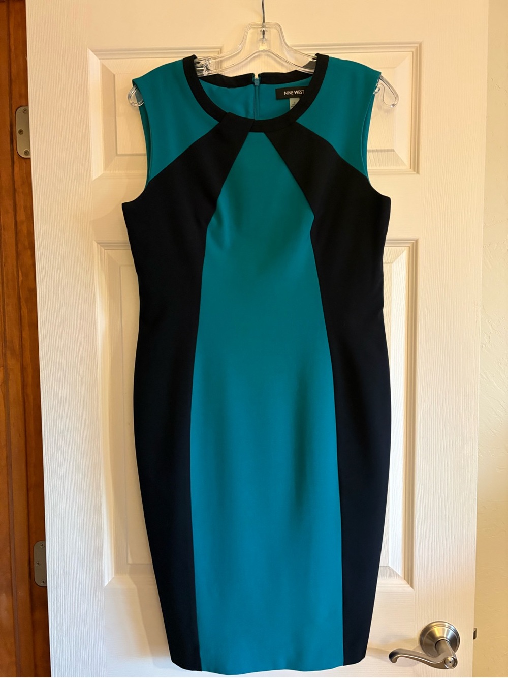 Nine West Color Block Sleeveless Midi Dress in Blue & Black Size 8